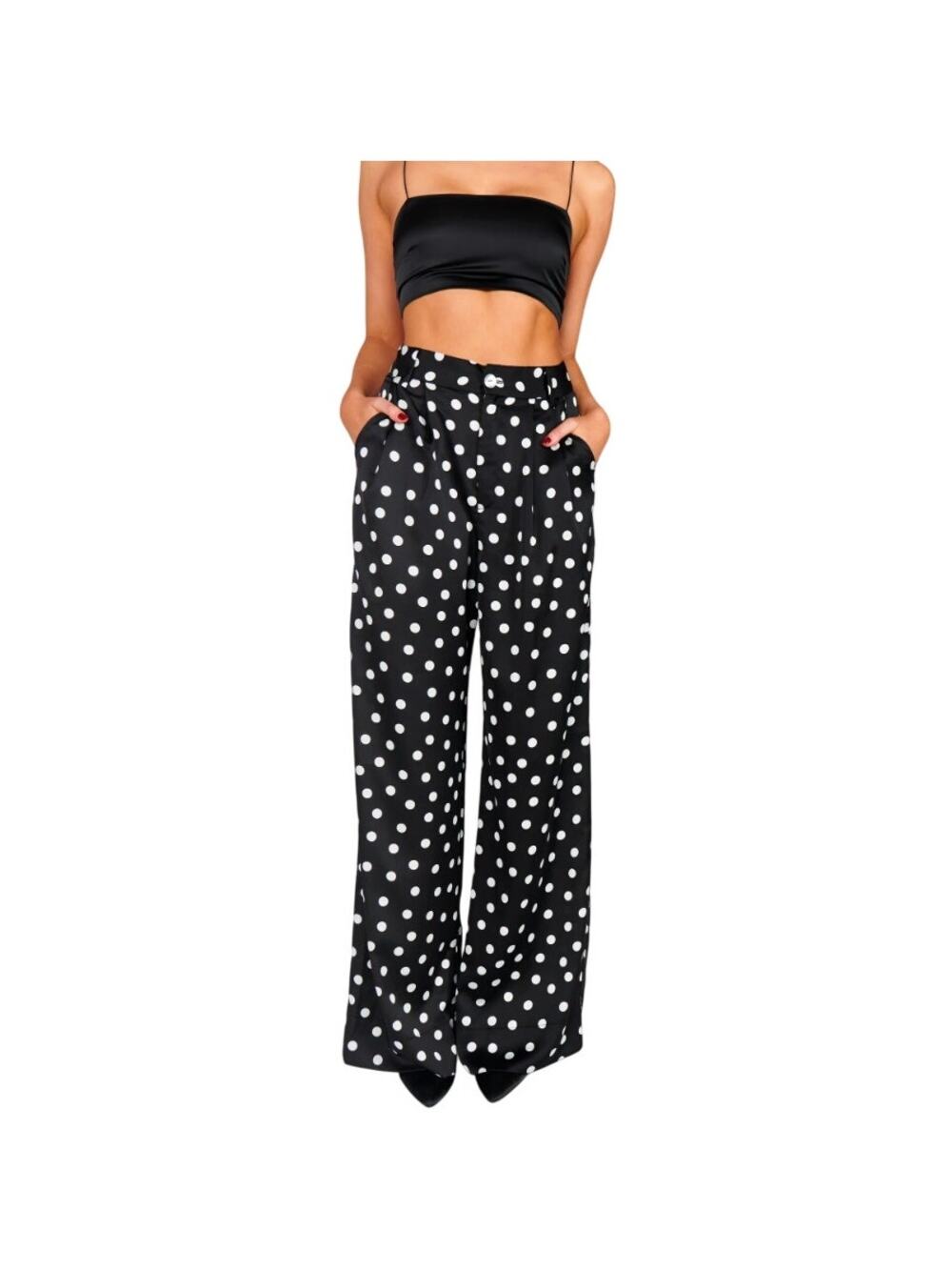 Show Me Your Mumu Hayes Polka Dot Wide Leg Trouser Pants Size M